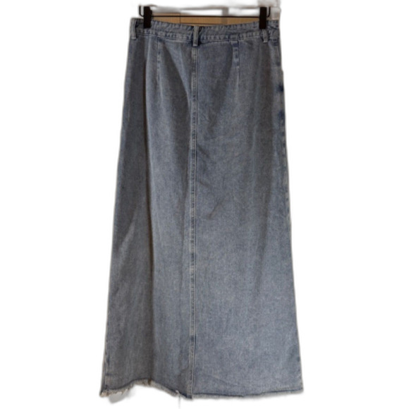 Commense Asymmetrical denim maxi skirt M front slit raw hem casual - Picture 6 of 11